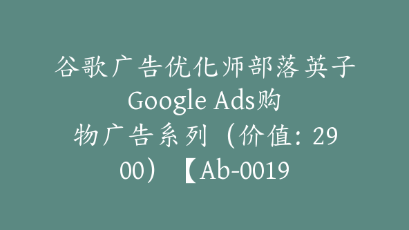 谷歌广告优化师部落英子Google Ads购物广告系列（价值：2900）【Ab-0019】