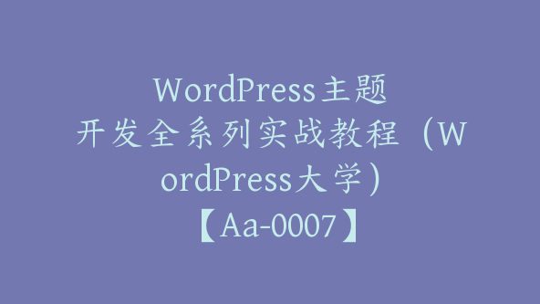 WordPress主题开发全系列实战教程（WordPress大学）【Aa-0007】