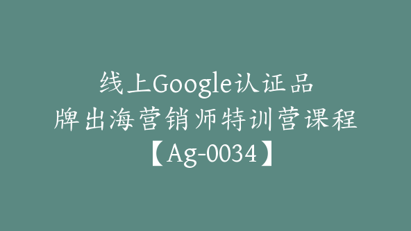 线上Google认证品牌出海营销师特训营课程【Ag-0034】