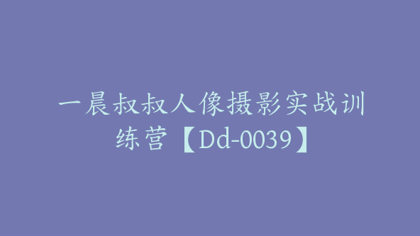 一晨叔叔人像摄影实战训练营【Dd-0039】