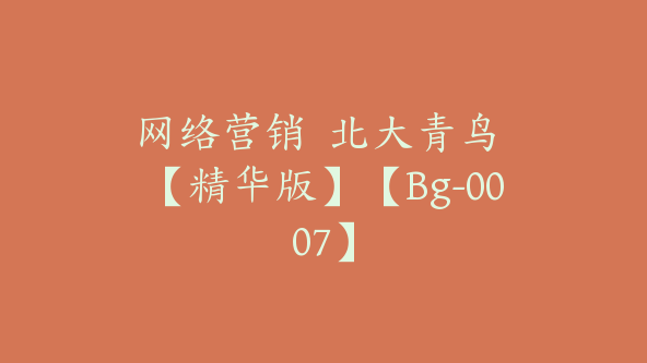 网络营销  北大青鸟 【精华版】【Bg-0007】