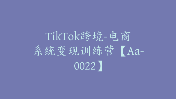 TikTok跨境-电商系统变现训练营【Aa-0022】