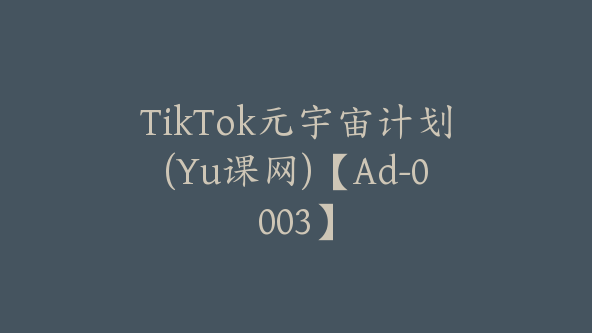 TikTok元宇宙计划(Yu课网)【Ad-0003】