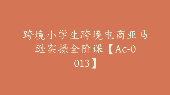 跨境小学生跨境电商亚马逊实操全阶课【Ac-0013】