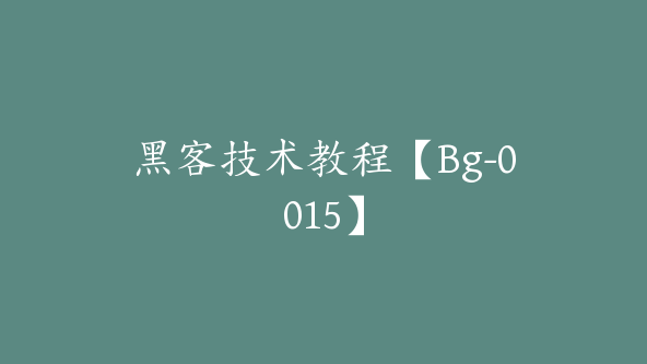 黑客技术教程【Bg-0015】