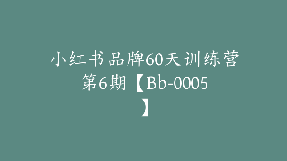 小红书品牌60天训练营第6期【Bb-0005】