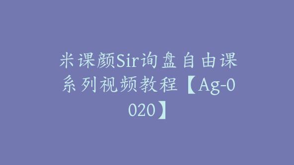 米课颜Sir询盘自由课系列视频教程【Ag-0020】