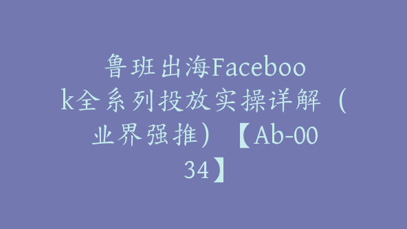 鲁班出海Facebook全系列投放实操详解（业界强推）【Ab-0034】