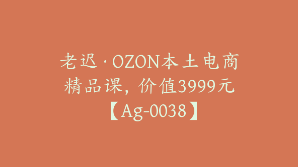 老迟·OZON本土电商精品课，价值3999元【Ag-0038】