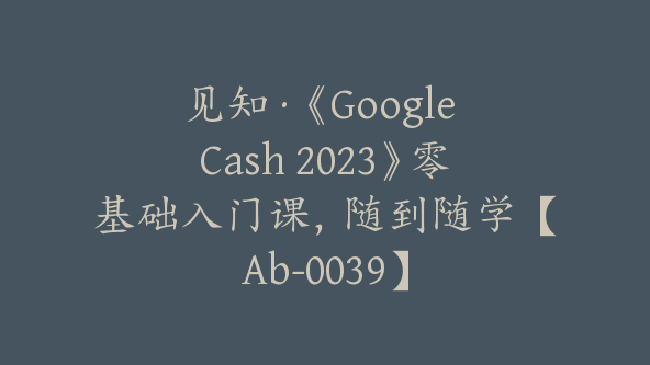 见知·《Google Cash 2023》零基础入门课，随到随学【Ab-0039】