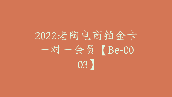 2022老陶电商铂金卡一对一会员【Be-0003】