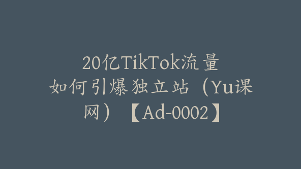 20亿TikTok流量如何引爆独立站（Yu课网）【Ad-0002】