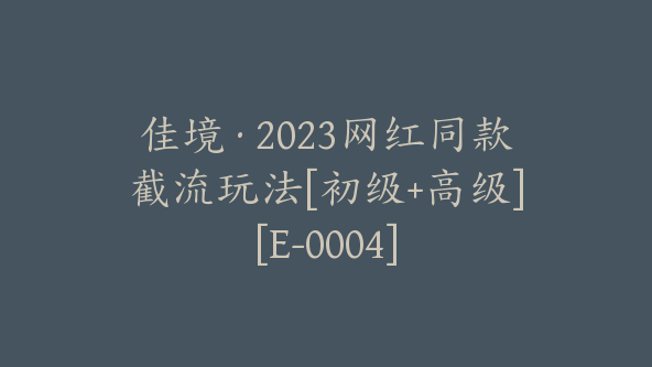 佳境·2023网红同款截流玩法[初级+高级][E-0004]