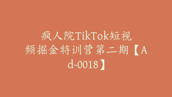 疯人院TikTok短视频掘金特训营第二期【Ad-0018】