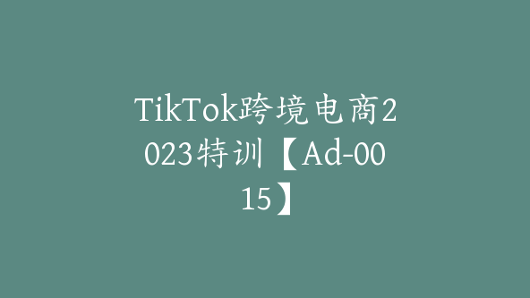 TikTok跨境电商2023特训【Ad-0015】