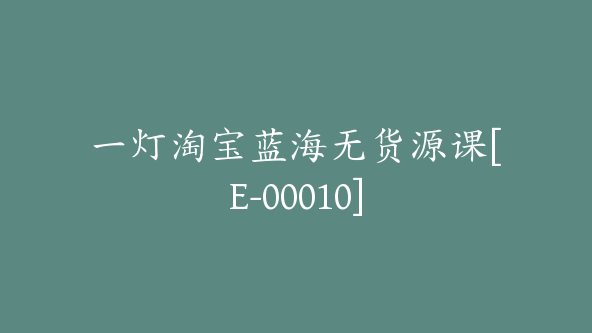 一灯淘宝蓝海无货源课[E-00010]