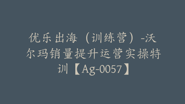 优乐出海（训练营）-沃尔玛销量提升运营实操特训【Ag-0057】