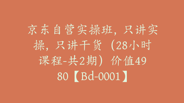 京东自营实操班，只讲实操，只讲干货（28小时课程-共2期）价值4980【Bd-0001】