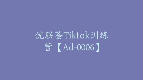 优联荟Tiktok训练营【Ad-0006】