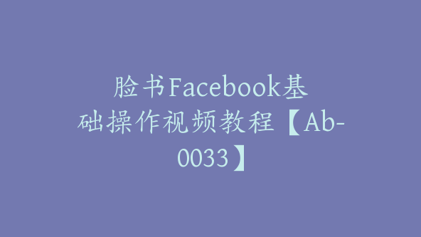 脸书Facebook基础操作视频教程【Ab-0033】