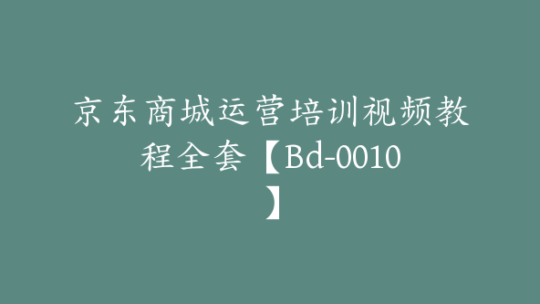 京东商城运营培训视频教程全套【Bd-0010】