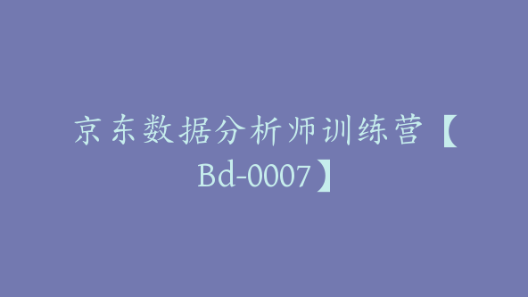 京东数据分析师训练营【Bd-0007】