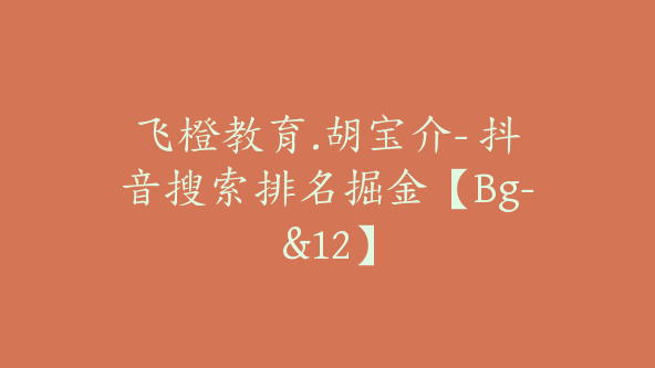 飞橙教育.胡宝介- 抖音搜索排名掘金【Bg-&12】