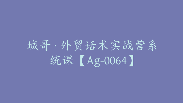 城哥·外贸话术实战营系统课【Ag-0064】