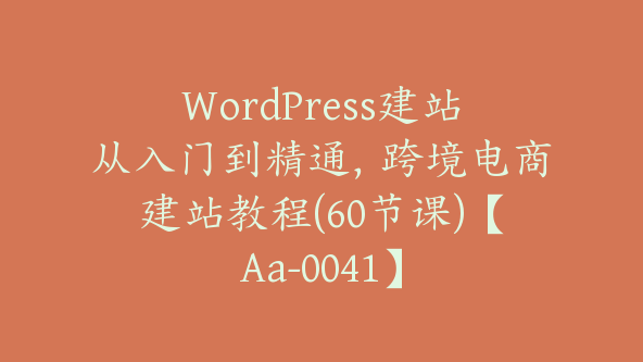 WordPress建站从入门到精通，跨境电商建站教程(60节课)【Aa-0041】