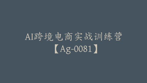 AI跨境电商实战训练营【Ag-0081】