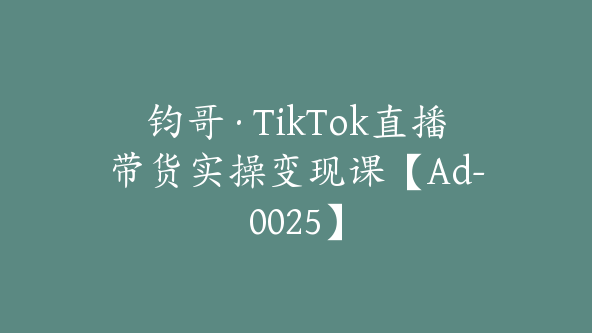 钧哥·TikTok直播带货实操变现课【Ad-0025】