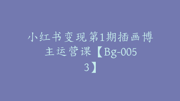 小红书变现第1期插画博主运营课【Bg-0053】