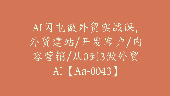 AI闪电做外贸实战课，外贸建站/开发客户/内容营销/从0到3做外贸AI【Aa-0043】