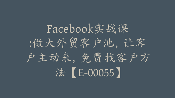 Facebook实战课:做大外贸客户池，让客户主动来，免费找客户方法【E-00055】