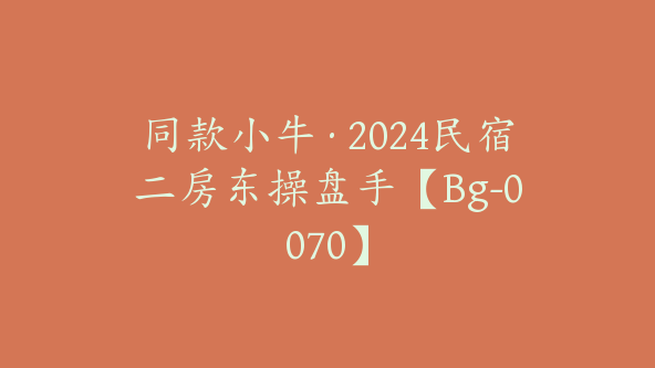 同款小牛·2024民宿二房东操盘手【Bg-0070】