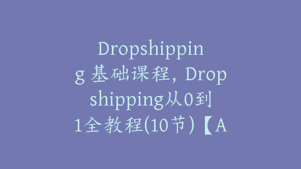 Dropshipping 基础课程，Dropshipping从0到1全教程(10节)【Ag-0114】