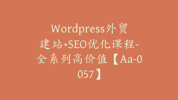 WordPress外贸建站+SEO优化课程-全系列高价值【Aa-0057】