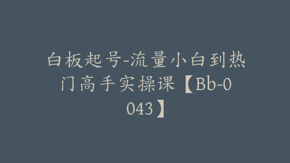 白板起号-流量小白到热门高手实操课【Bb-0043】