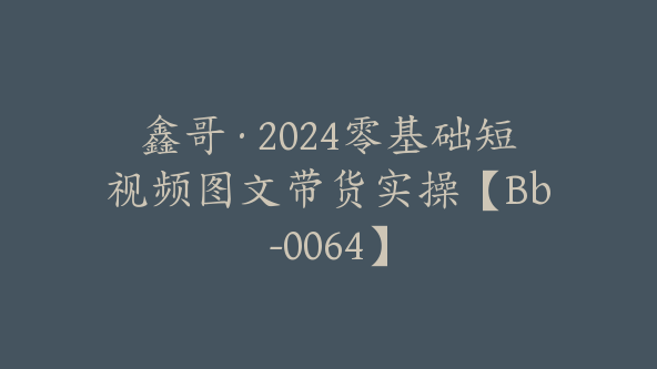 鑫哥·2024零基础短视频图文带货实操【Bb-0064】