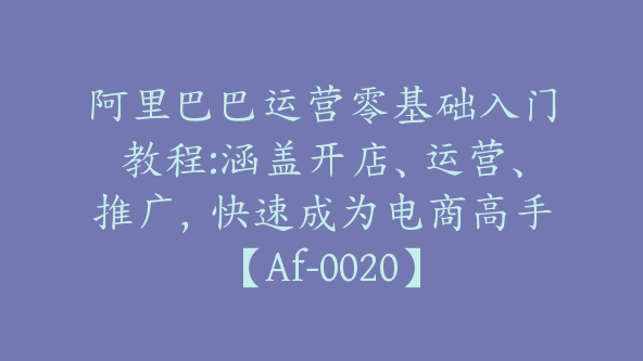 阿里巴巴运营零基础入门教程:涵盖开店、运营、推广，快速成为电商高手【Af-0020】