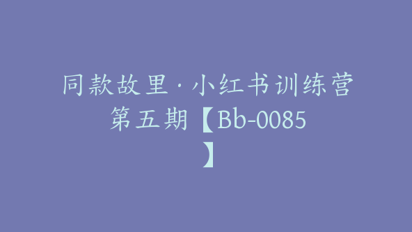 同款故里·小红书训练营第五期【Bb-0085】