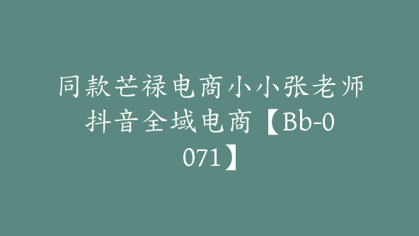 同款芒禄电商小小张老师抖音全域电商【Bb-0071】