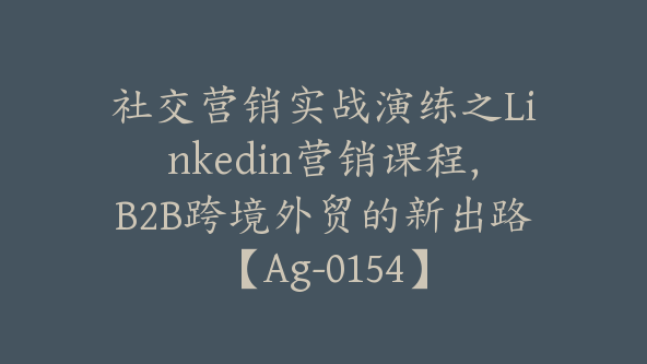 社交营销实战演练之Linkedin营销课程，B2B跨境外贸的新出路【Ag-0154】