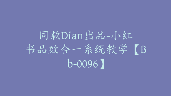 同款Dian出品-小红书品效合一系统教学【Bb-0096】