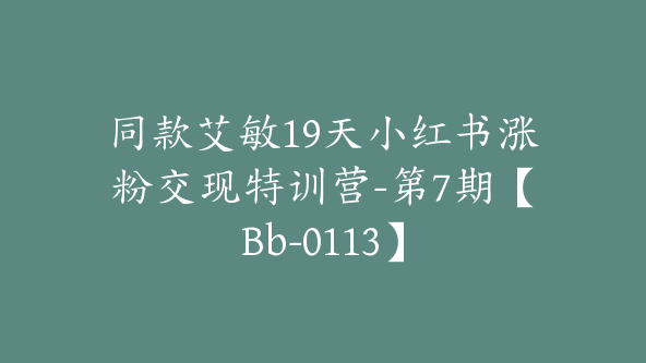 同款艾敏19天小红书涨粉交现特训营-第7期【Bb-0113】