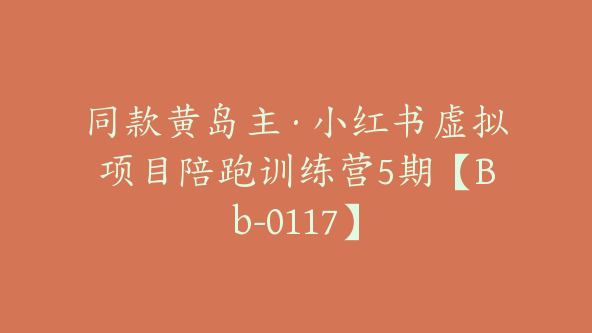 同款黄岛主·小红书虚拟项目陪跑训练营5期【Bb-0117】