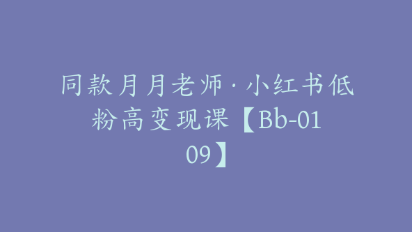 同款月月老师·小红书低粉高变现课【Bb-0109】