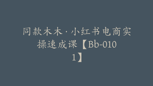 同款木木·小红书电商实操速成课【Bb-0101】