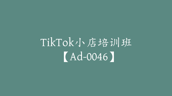 TikTok小店培训班【Ad-0046】