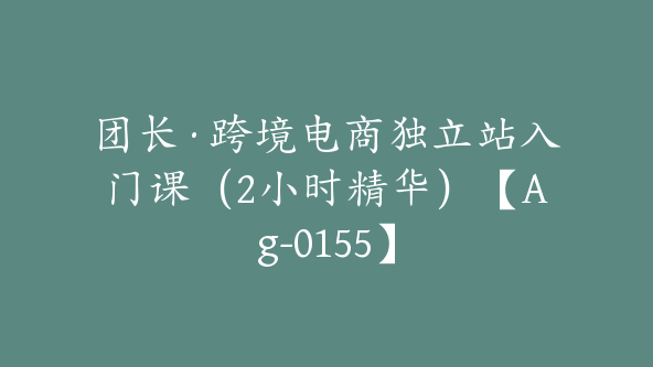 团长·跨境电商独立站入门课（2小时精华）【Ag-0155】